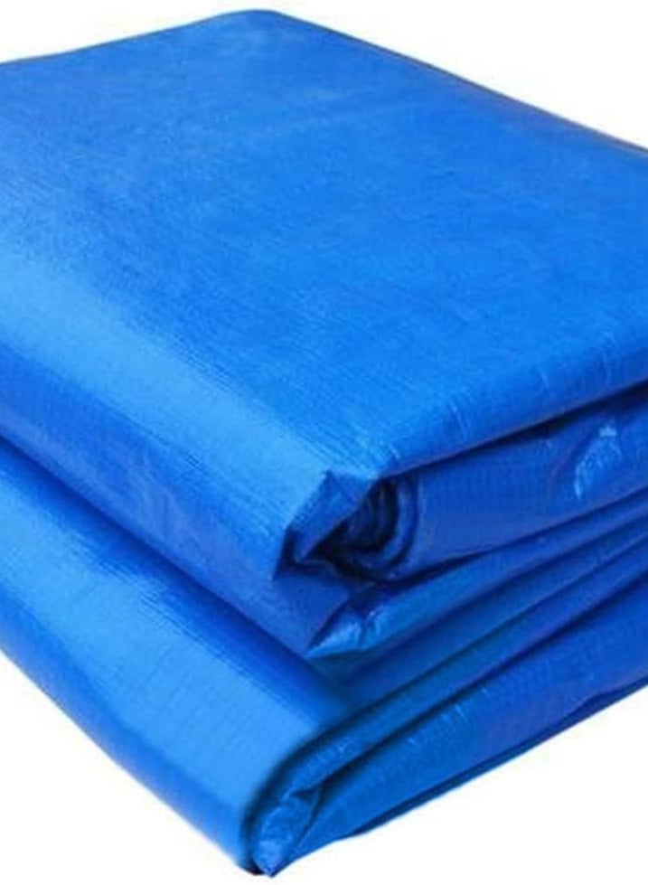 Blue tarpaulin with red lining, protective cover for balconies and gardens. - Image 2