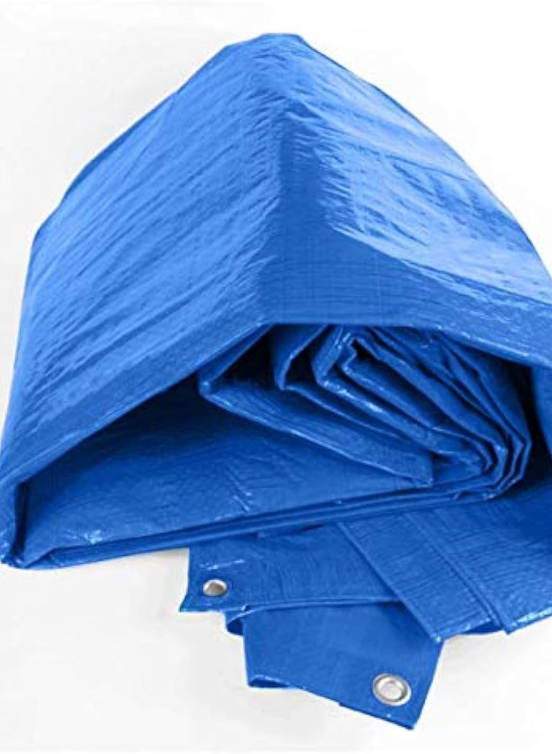 Blue tarpaulin with red lining, protective cover for balconies and gardens. - Image 3