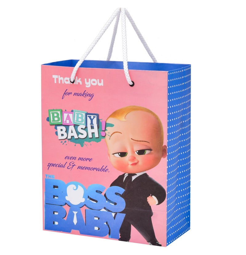 PPJ ® - HAPPY BIRTHDAY THANK YOU BABY BASH (BOSS BABY THEME) PARTY (10 Pcs.) PAPER CARRY BAGS, 10 Inch X 8 Inch X 4 Inch RETURN GIFT/ HAPPY BIRTHDAY/ RETURN GIFTS (Pack of 10) - Image 1