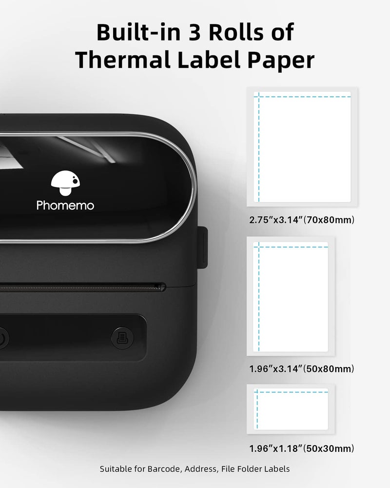 Phomemo Portable Thermal Bluetooth Label Makers - Wireless Thermal Label Printer for Address, Labeling, Mailing, File Folder Label, Office Supplies Organizing, Easy to Use, with 3 Roll Label - Image 3