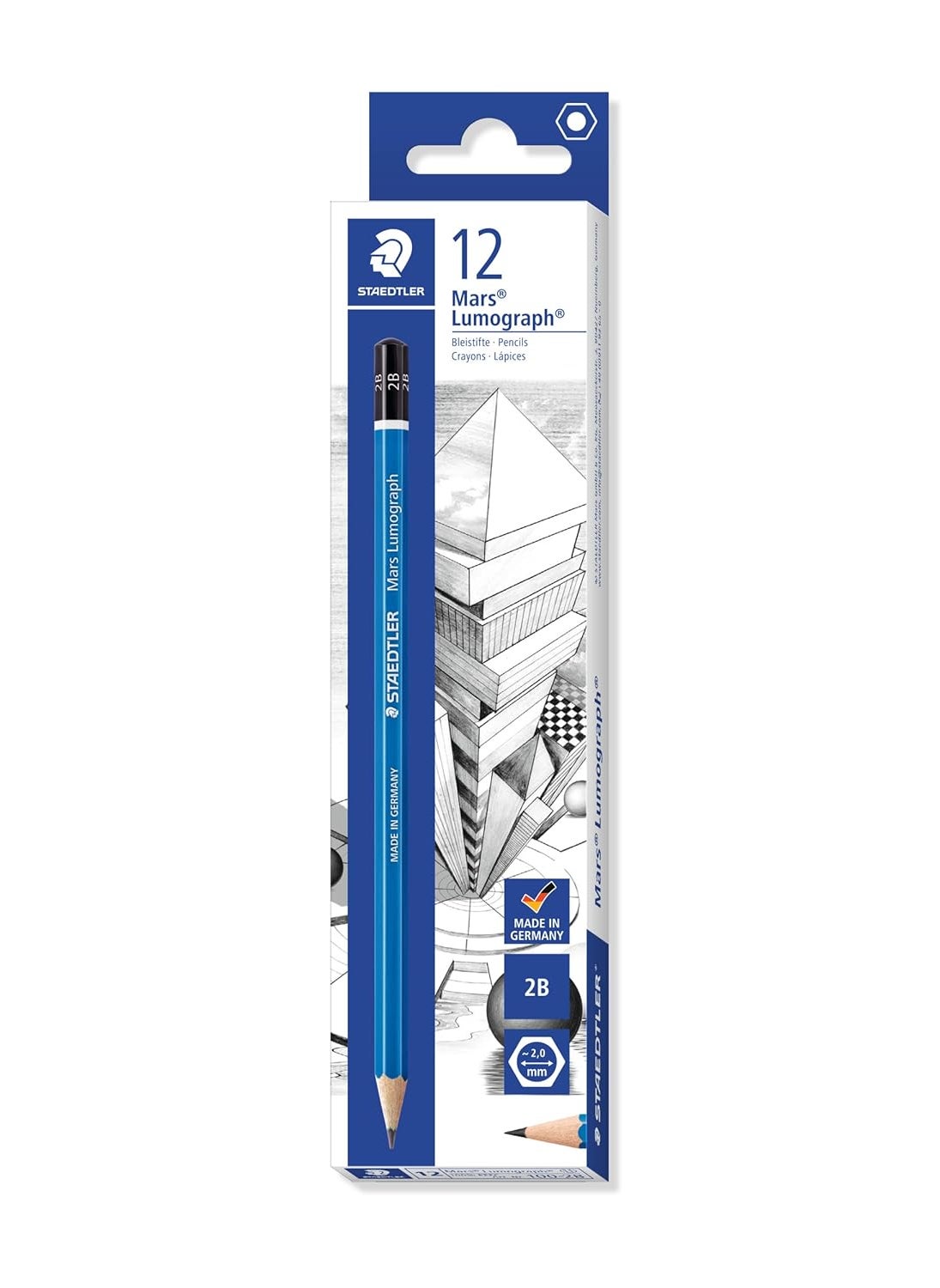 STAEDTLER Staedtler Mars Lumograph 2B Pencil Pack Of 12Black  - Image 1