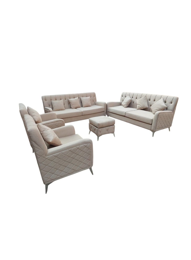 مهارة البحر طقم كنب فاخر جديد بثمانية مقاعد (3+3+1+1) - لون بيج أنيق، راحة فائقة - Image 2