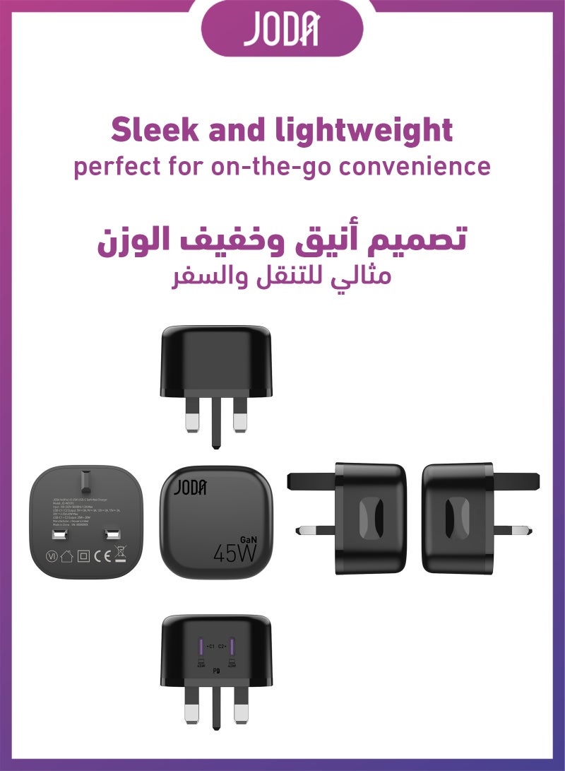 JODA VoltPod 45  45W 2-Port Type-C Wall Charger – Black 45W Fast Charger ⚡ 45W GaN Charger ⚡ JODA 2-Port Type-C Charger 🔌2-Port USB Type-C Charger 🔋45W Compact Charger 📱 45W Charger for Phones 📱⚡2-Port GaN Adapter ⚡🔋Charger for Mobile Devices 45W 📱💻 45W Charger for Mobile Phones 📱🔋 45W Fast Charging Charger ⚡💨 Charger for Smartphones 📱📲 Charger for Tablets and Smartwatches ⌚📱 JODA 45W Fast Charging Plug ⚡🔌 - Image 2