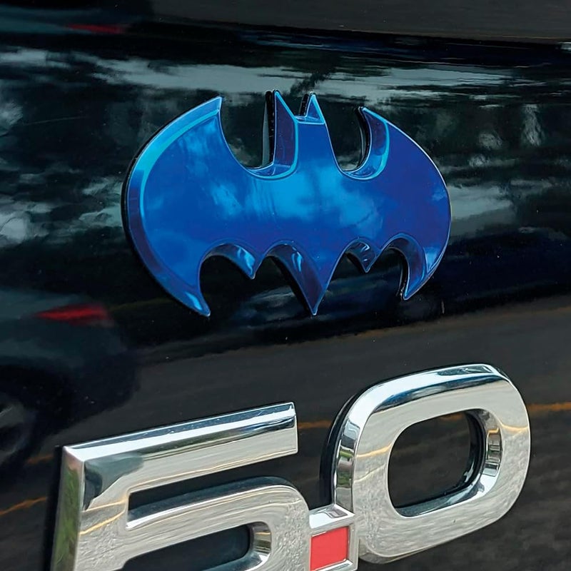 Fan Emblems Batman Car Emblem - 1989 Batwing Batarang Symbol 3D Auto Badge - COLOR: Blue Chrome - SIZE: 3.8 x 1.8 x 0.2 inches - Officially Licensed DC Car Accessories - Image 3