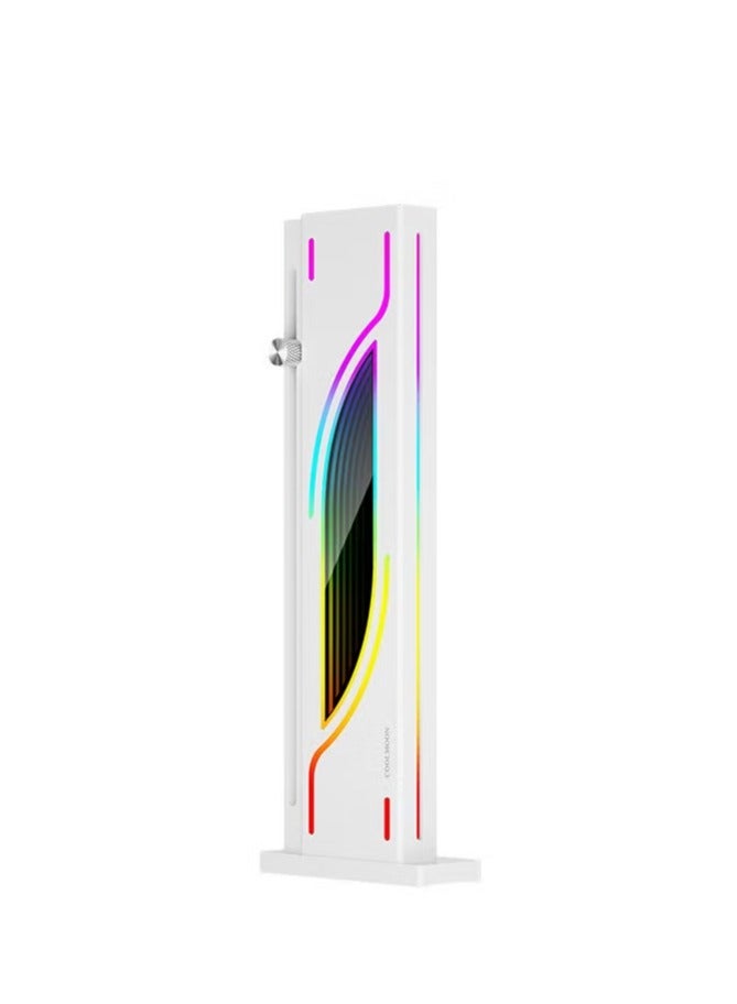 COOLMOON 5V ARGB Sync GPU Support Bracket with Infinite Mirror Design, White Graphics Card Holder - Sturdy Aluminum Alloy Construction, Adjustable Height, Magnetic Anti-Slip Base, Supports Up to 6.5KG, Compatible with 98% PC Cases ﻿ ﻿ - Image 1