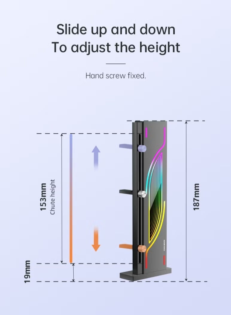 COOLMOON 5V ARGB Sync GPU Support Bracket with Infinite Mirror Design, White Graphics Card Holder - Sturdy Aluminum Alloy Construction, Adjustable Height, Magnetic Anti-Slip Base, Supports Up to 6.5KG, Compatible with 98% PC Cases ﻿ ﻿ - Image 5