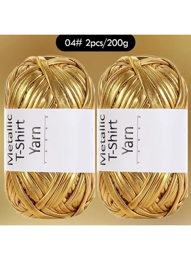 2pcs Metallic Glitter Polyester Webbing Yarn 200g Golden DIY Crochet Knitting Craft - Image 1