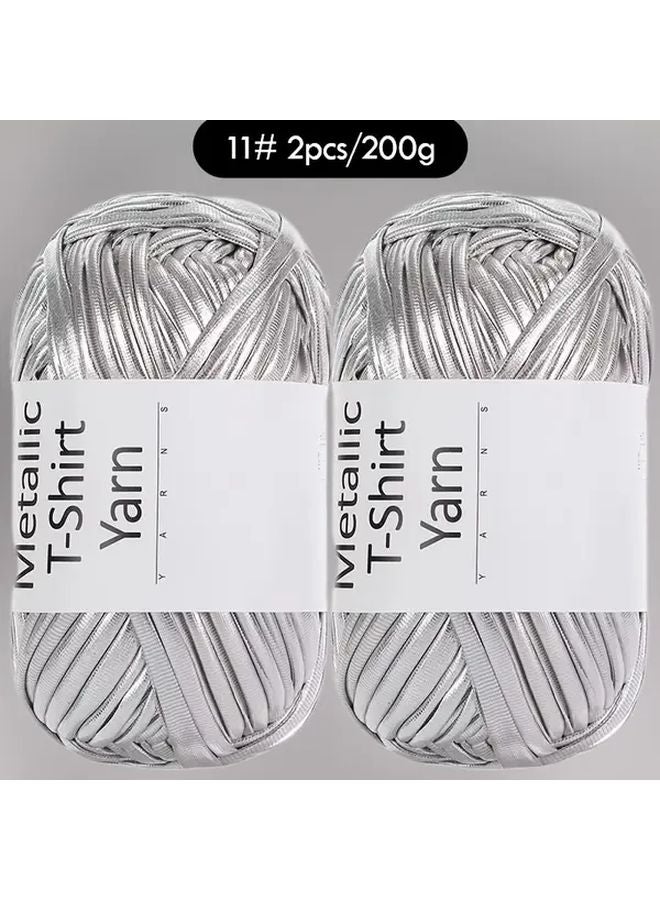 2pcs Metallic Glitter Polyester Webbing Yarn 200g Golden DIY Crochet Knitting Craft - Image 2