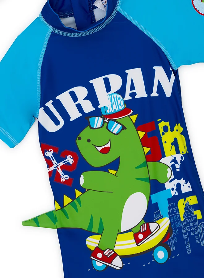 babyqlo Urban Dino Swimwear Set with Cap for Boys