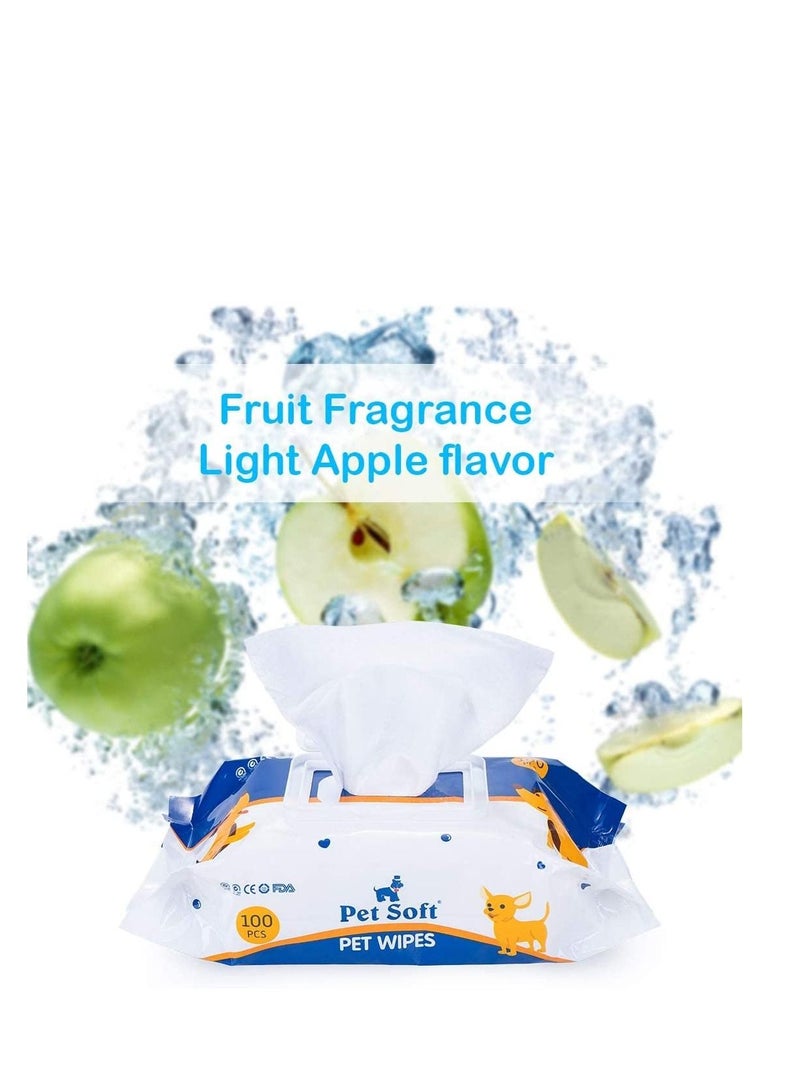 Pet Soft Pet Wipes For Cute Pets Like Cats And Dogs With Apple Scent And 100 Pcs Per Pack - Image 2