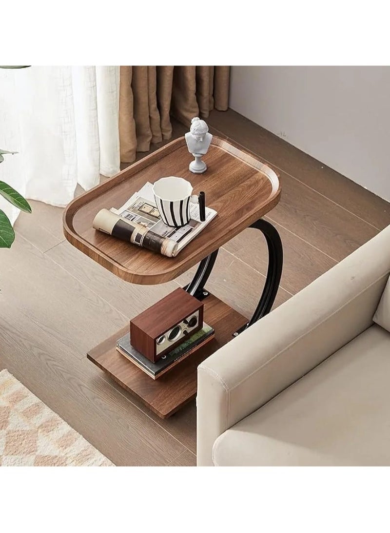 DubaiGallery Side table simple and modern corner sofa aesthetic standing table oval coffee table tea table wood floor design home furniture - Image 1