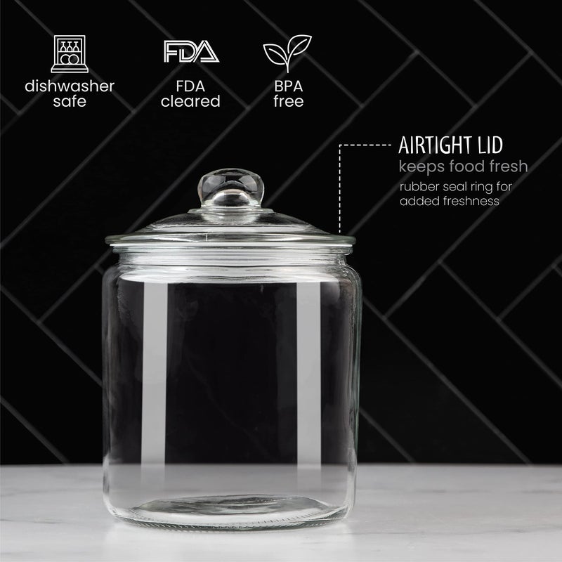 kitchentoolz 1 Gallon Glass Cookie Jar with Lid â€“ Glass Jar with Lid - Airtight Food Storage Container for Cookies, Candy, Flour, Dog Treats â€“ Clear Large Kitchen Jar for Pantry - Glass Containers with Lids - Image 5