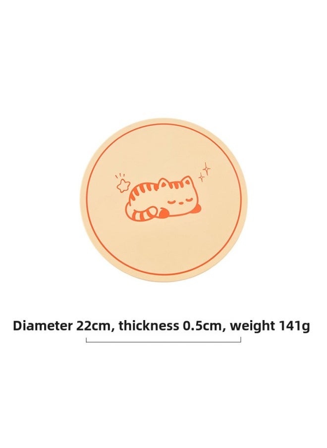 Generic - Heat Insulation Mat Dining Table Advanced Sense Silicone Anti-scalding Coaster Placemat Food Grade Pot Mat Pot Anti-scalding Mat Vegetable Bowl Mat-Specifications:22cm Egg Yellow (beibei Cat) - Image 1
