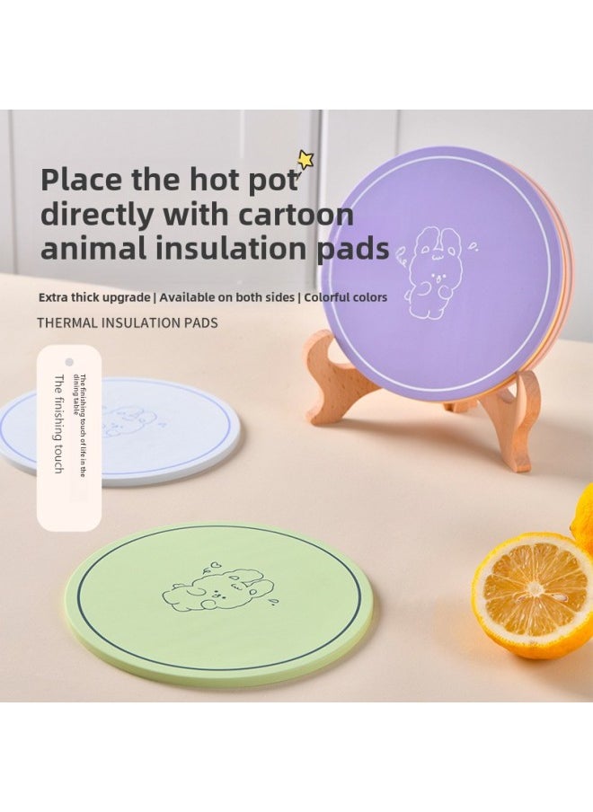 Generic - Heat Insulation Mat Dining Table Advanced Sense Silicone Anti-scalding Coaster Placemat Food Grade Pot Mat Pot Anti-scalding Mat Vegetable Bowl Mat-Specifications:22cm Egg Yellow (beibei Cat) - Image 1