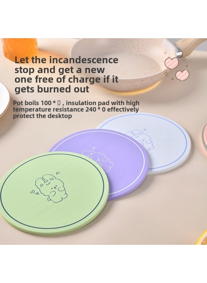 Generic - Heat Insulation Mat Dining Table Advanced Sense Silicone Anti-scalding Coaster Placemat Food Grade Pot Mat Pot Anti-scalding Mat Vegetable Bowl Mat-Specifications:22cm Egg Yellow (beibei Cat) - Image 1
