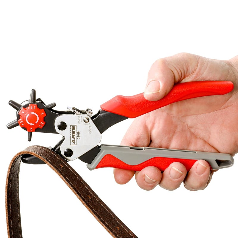 ARES 32016 – Professional Hole Puncher – Heavy Duty Leather Punch Plier Tool for Belts, Watch Bands, Saddles, Shoes, and More – Heavy Duty Rotary Punch Tool for DIY Home Craft - Image 1