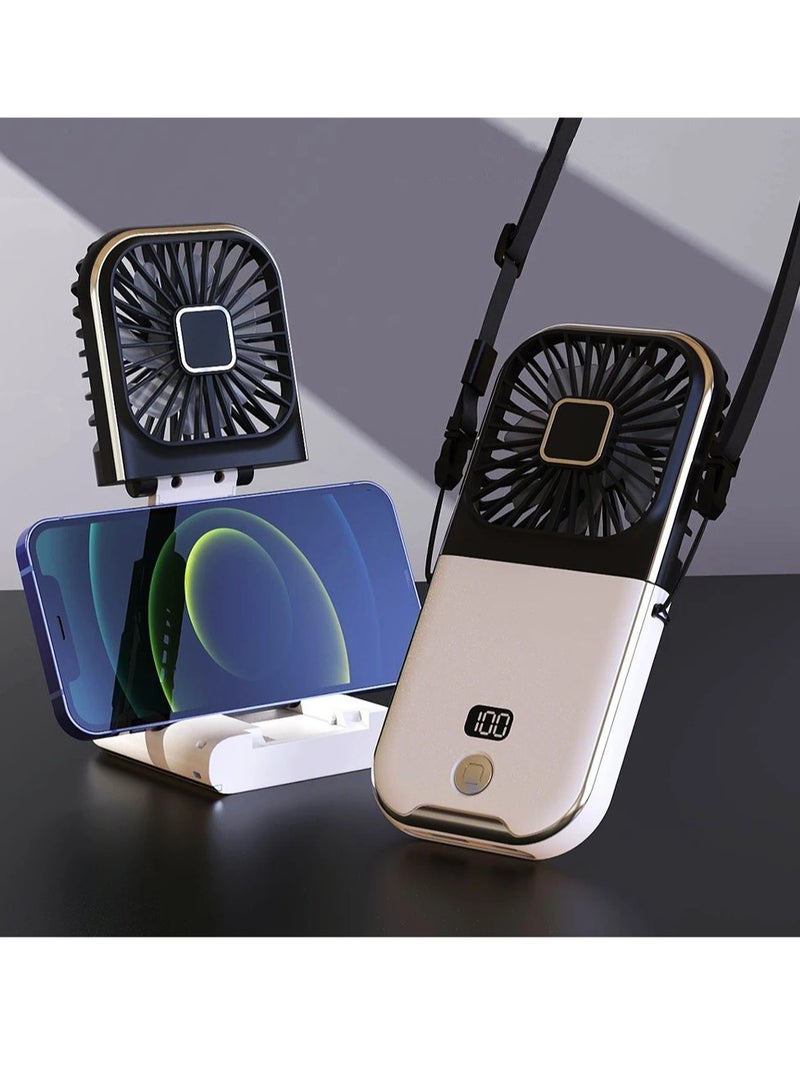 AROAQ Mini Handheld Fan, Lightweight USB Rechargeable Mini Fan, Adjustable Wind Speeds Standable Desk Fan, Multifunctional Portable Folding Cooling Fan For Home Office Outdoor, (1pc, White And Blue) - Image 4