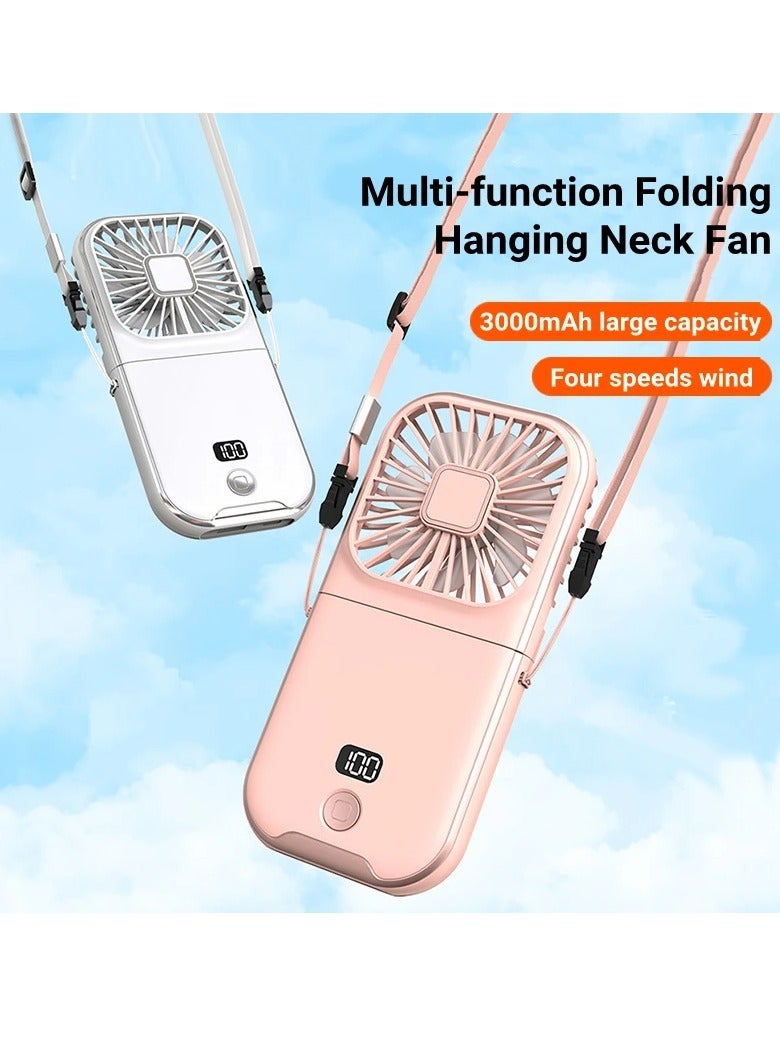 AROAQ Mini Handheld Fan, Lightweight USB Rechargeable Mini Fan, Adjustable Wind Speeds Standable Desk Fan, Multifunctional Portable Folding Cooling Fan For Home Office Outdoor, (1pc, White And Blue) - Image 3