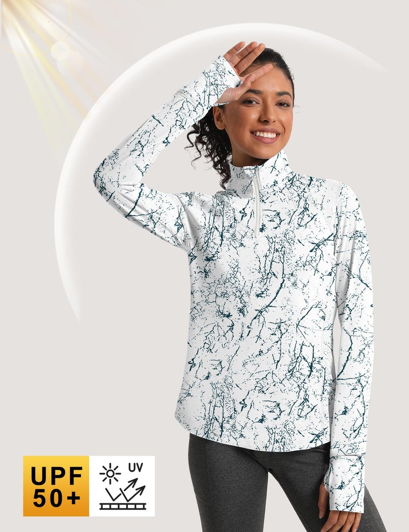 IECCP Women's Long Sleeve Sun Shirt UV Protection Workout Tops Lightweight UPF 50+ Golf Gym Hiking Shirts Outdoor Clothing (Black Interlaced Lines,M) - Image 2