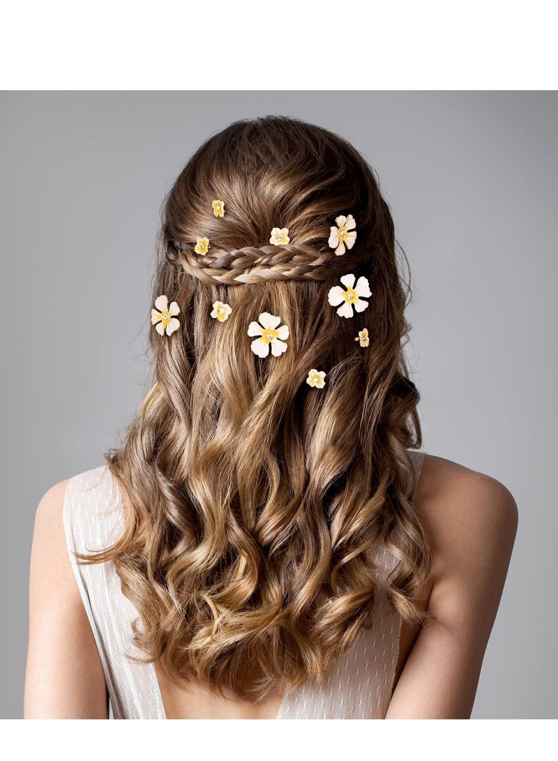 Captaintech Flower Hair Pins for Women, Small Wedding Flower Bobby Pins, Bridal Bridesmaids Hairpin, Decorative Headpiece Hair Accessories Jewels Hair Clips for Kids Women Girls 10pcs - Image 4