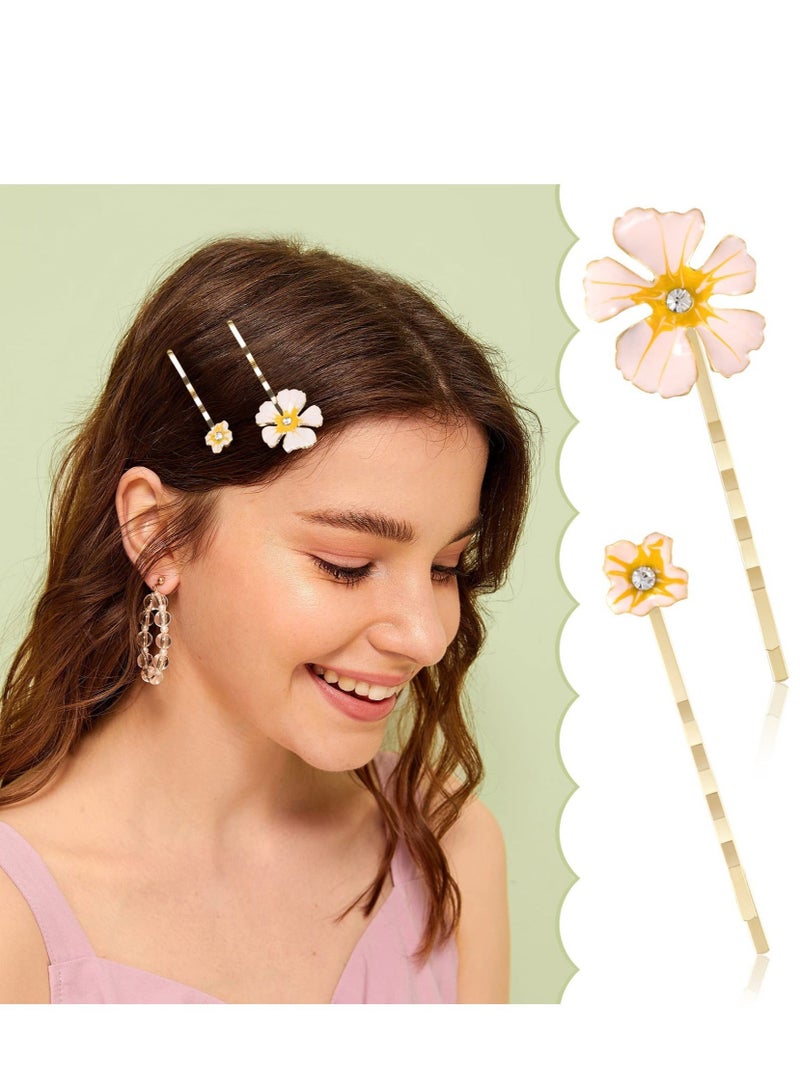 Captaintech Flower Hair Pins for Women, Small Wedding Flower Bobby Pins, Bridal Bridesmaids Hairpin, Decorative Headpiece Hair Accessories Jewels Hair Clips for Kids Women Girls 10pcs - Image 5