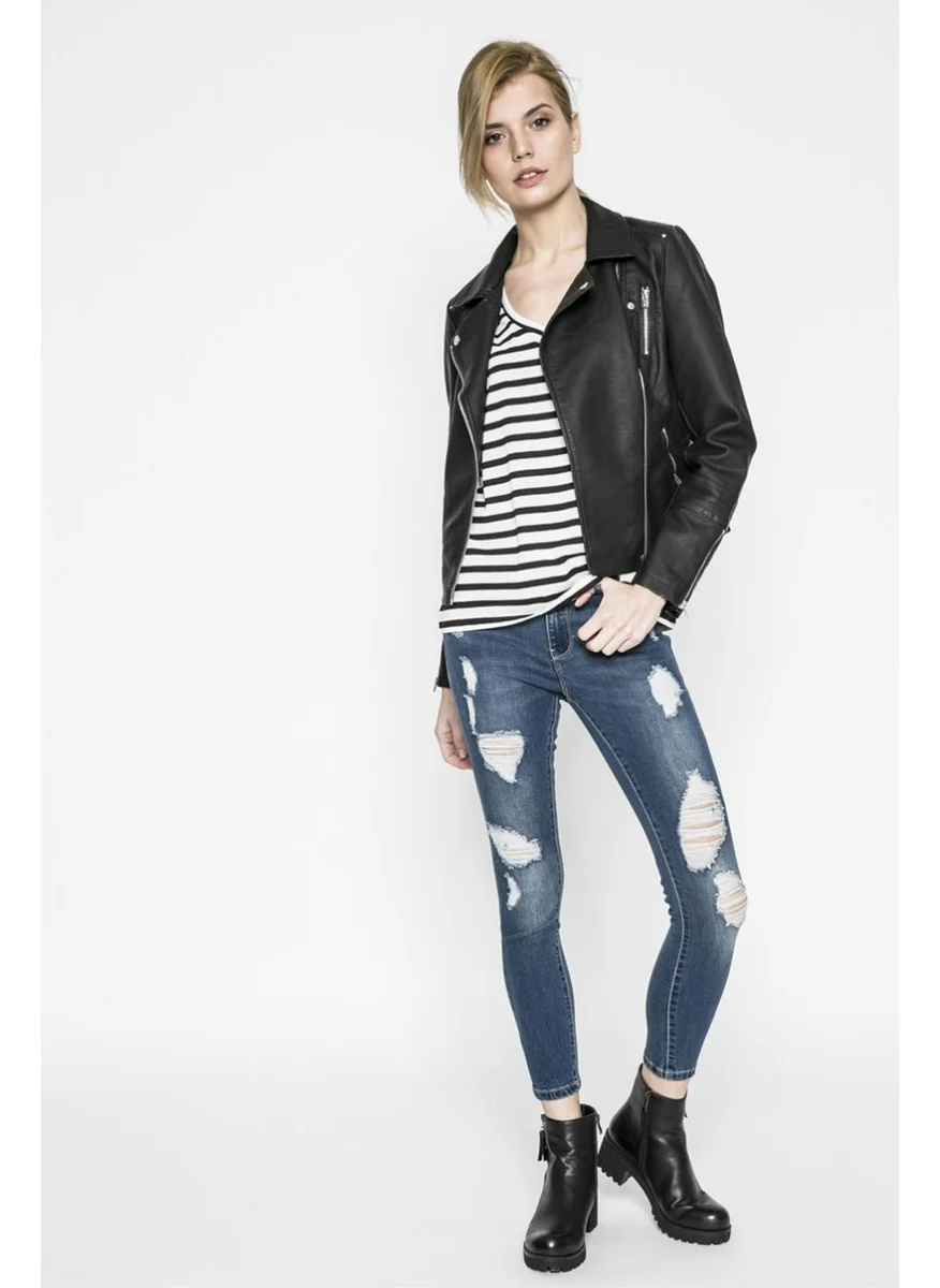 اونلي 15153079 Women's Leather Jacket - Black