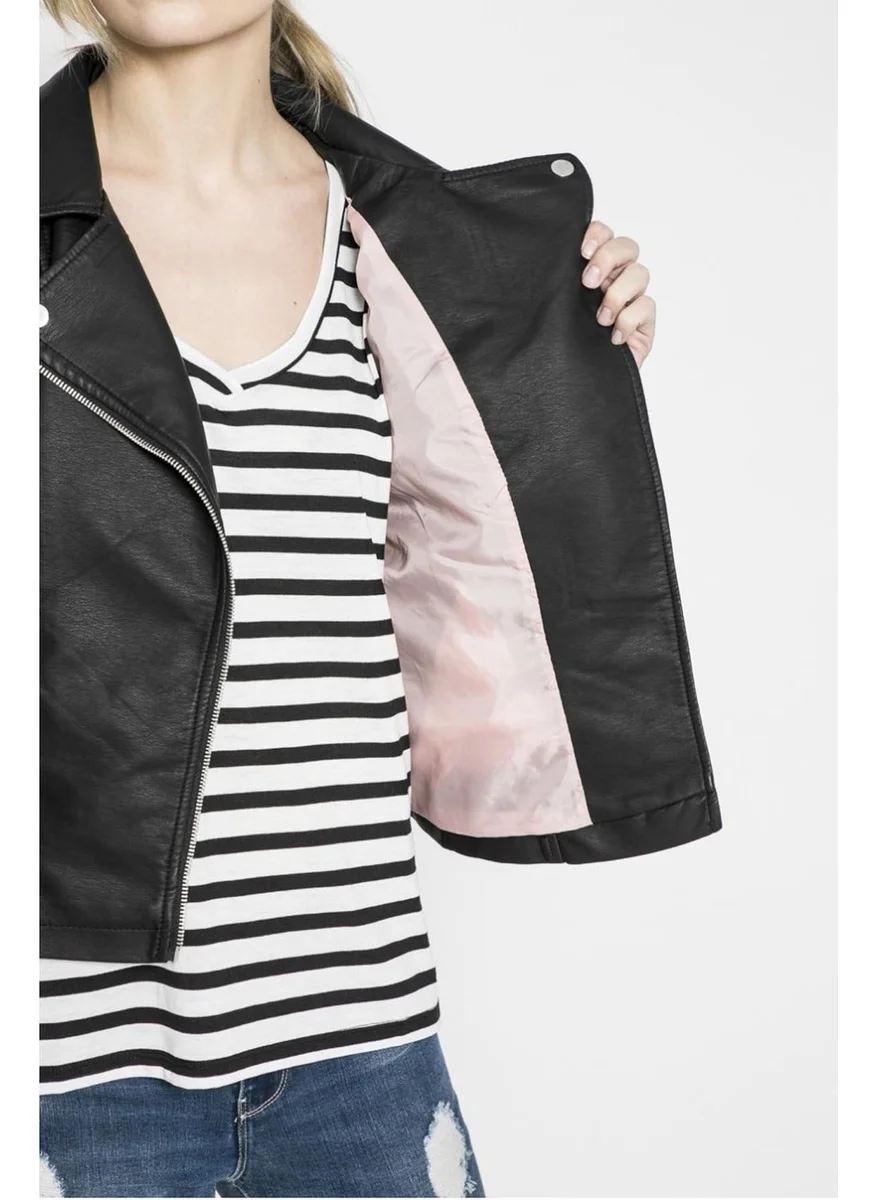 اونلي 15153079 Women's Leather Jacket - Black