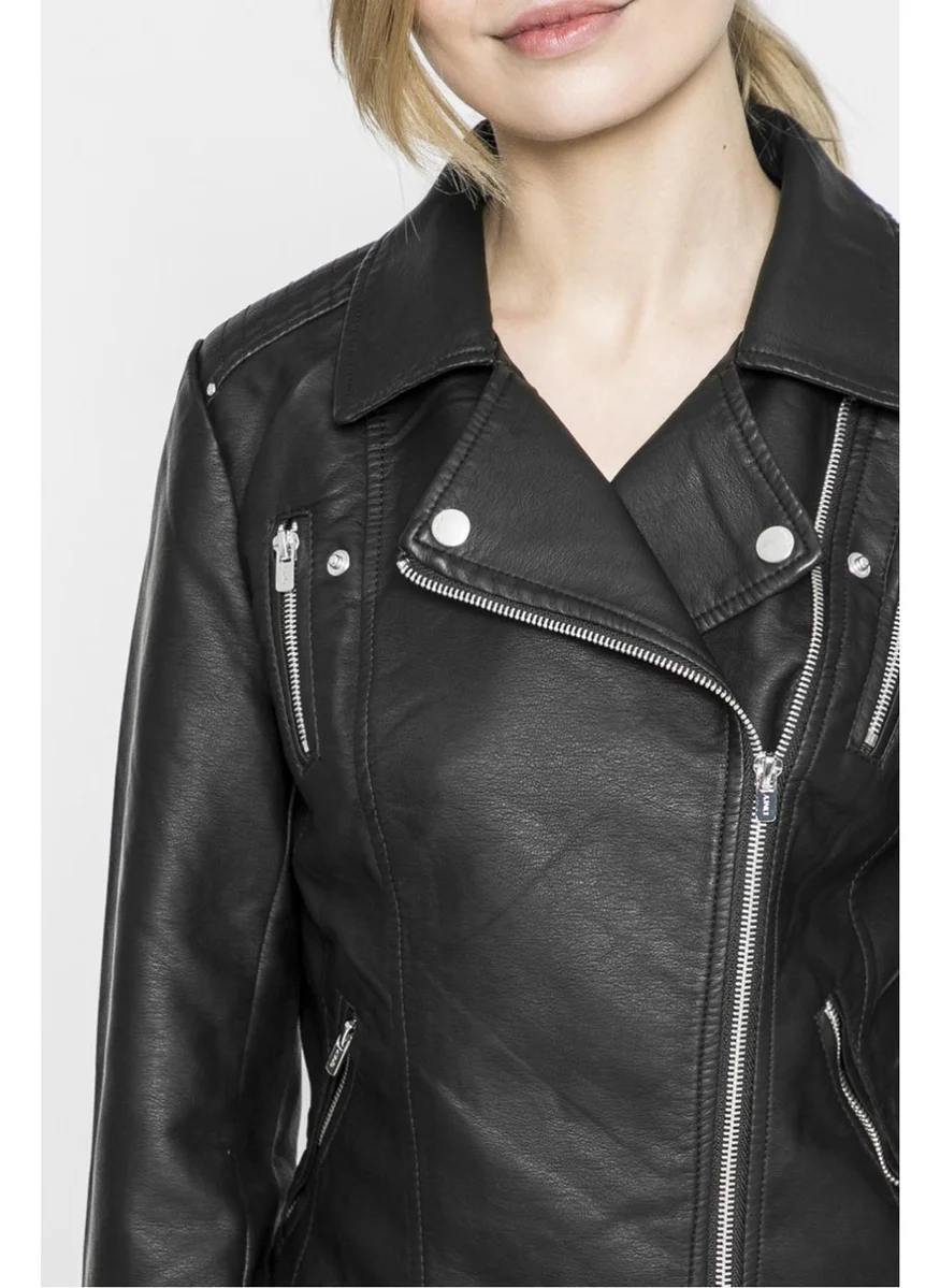 اونلي 15153079 Women's Leather Jacket - Black