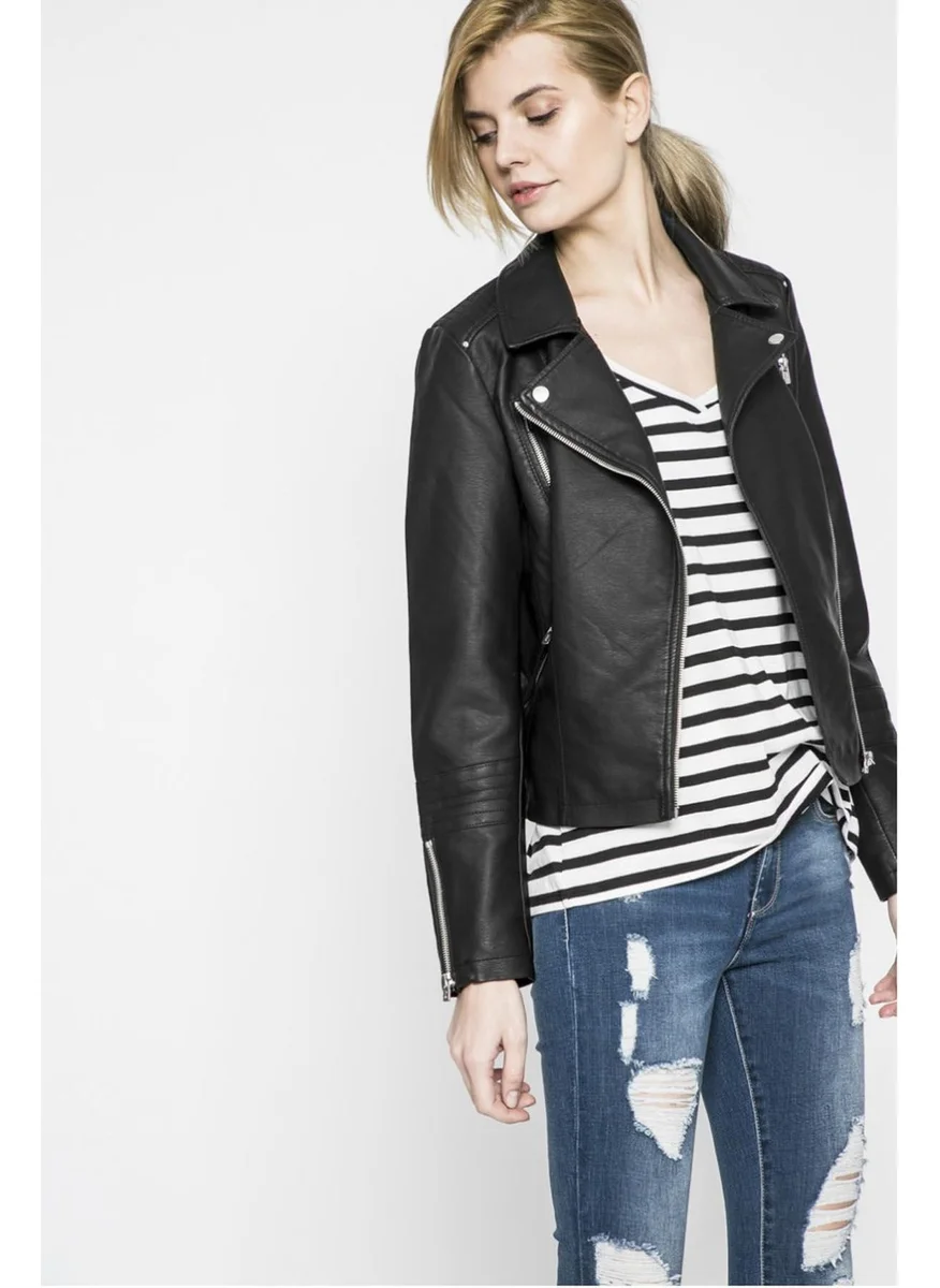 اونلي 15153079 Women's Leather Jacket - Black