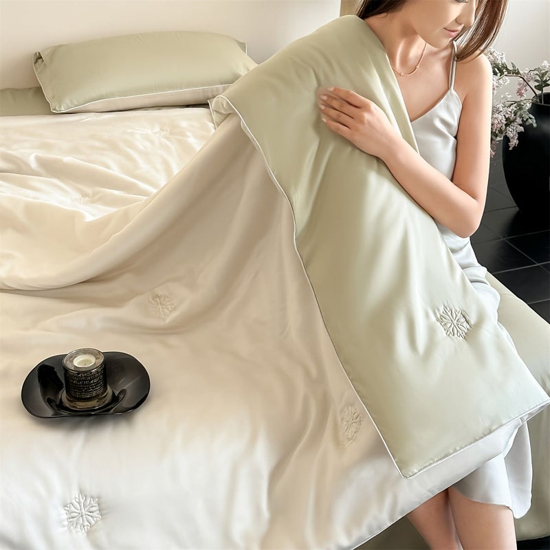 Vitality White Peach Color Summer Cooling Quilt 70 by 86 Inches Super Soft Thin Lightweight Air Conditioner Bedding Without Pillowcases - Image 5