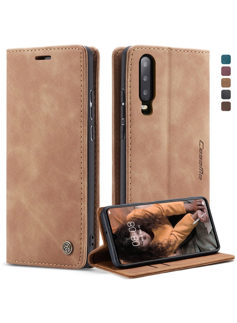 CaseMe Phone Case Luxury PU Leather Design 013 Flip Cover Card Slot Holder Cover For Huawei P30 (Brown) - Image 2