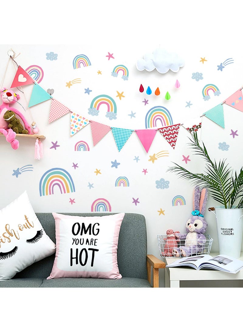 عام قوس قزح سحابة مضيئة ملصقات الحائط غرفة نوم غرفة المعيشة ديكور غرفة الأطفال ملصقات الحائط ذاتية اللصق - Image 3