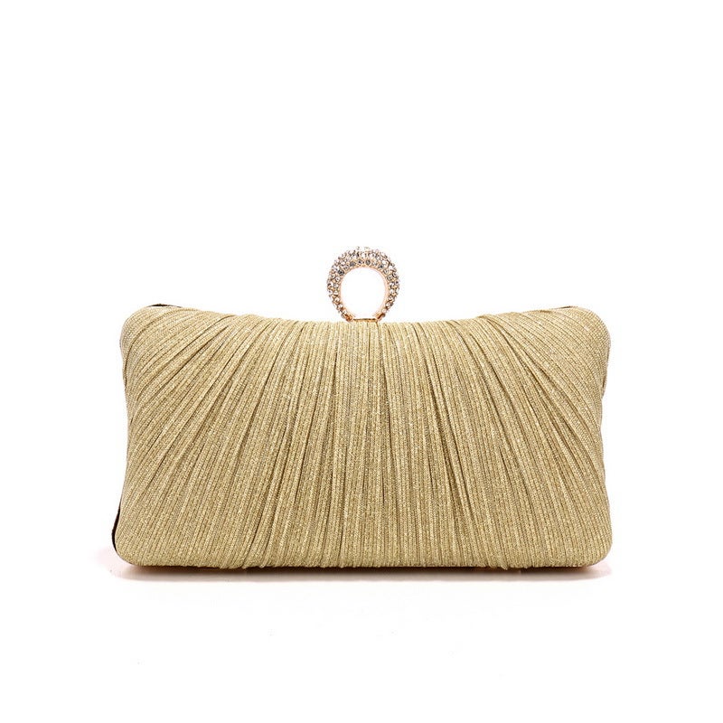 Yingmi Cross-border Explosive Pleated Dinner Bag Womens Luxury Banquet Bag with Celebrity Dress All-match Evening Bag Gold