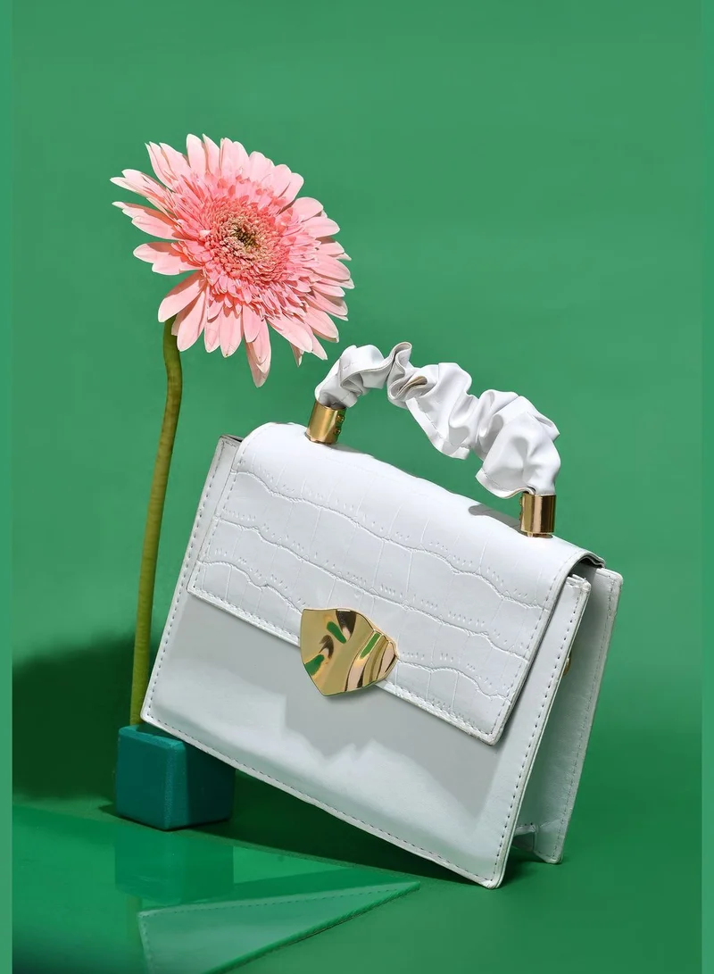 Haute Sauce Textured Magnet Lock Hand Bag with Handle detail