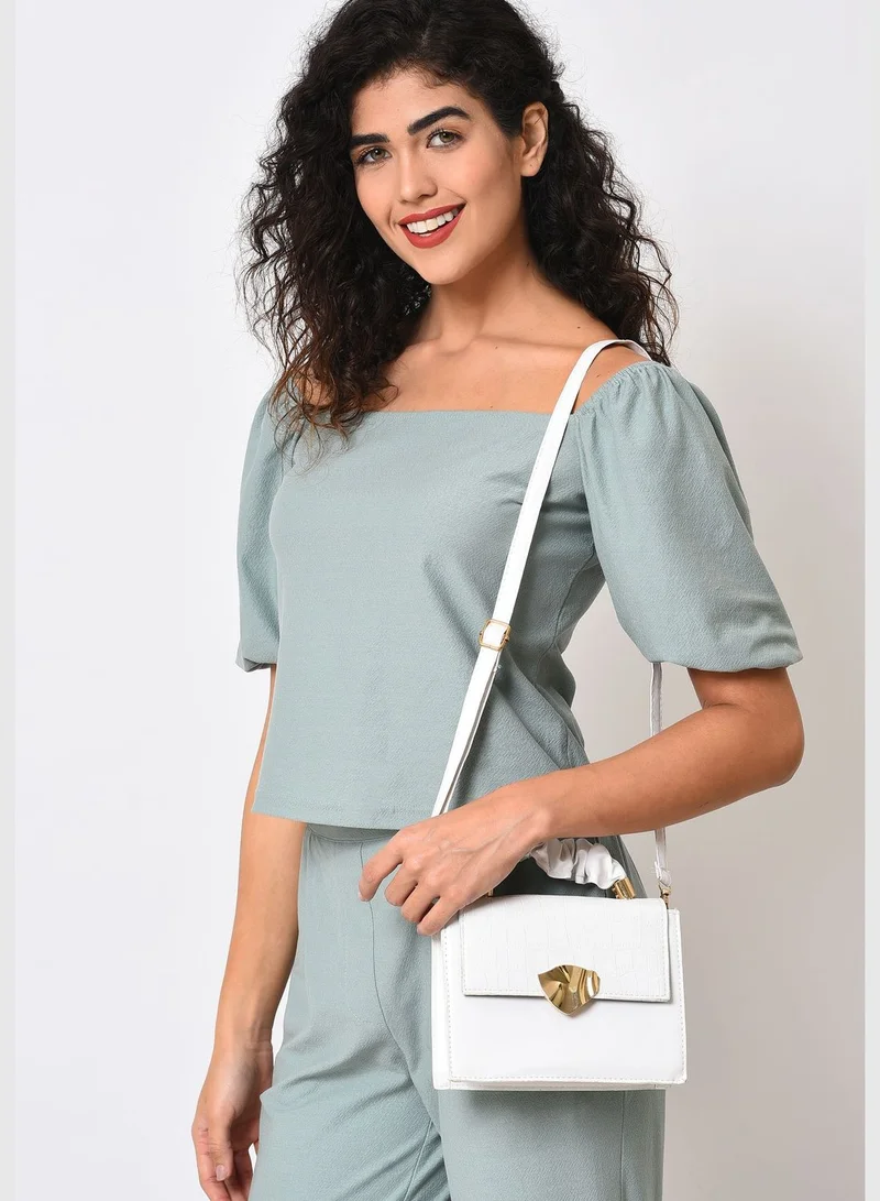 Haute Sauce Textured Magnet Lock Hand Bag with Handle detail