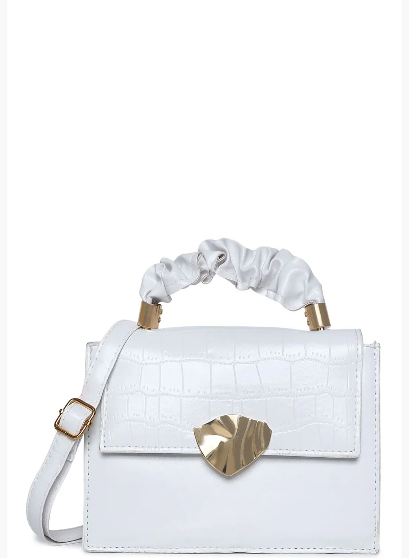 Haute Sauce Textured Magnet Lock Hand Bag with Handle detail