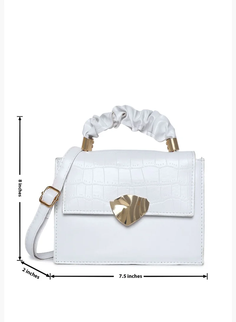 Haute Sauce Textured Magnet Lock Hand Bag with Handle detail