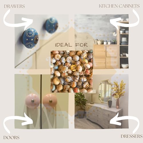 Rasiya Art Dresser Knobs - Pack of 20 - Assorted Colorful Ceramic Drawer Pull Handle Kitchen Cabinet Cupboard Wardrobe Knob - Proudly Made in India - Multicolor - Image 3