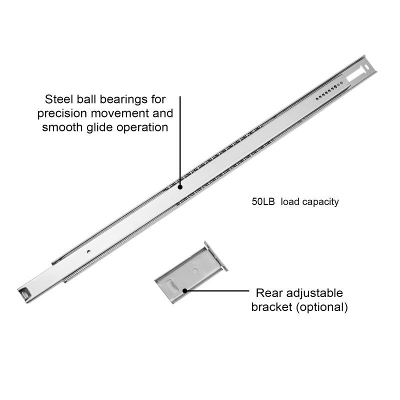 LONTAN 1 Pcs Center Mount Drawer Slides Bottom Mount for Cabinet and Dresser 14 Inch Heavy Duty Drawer Rails 9.74" Extension Glide Track - Image 4