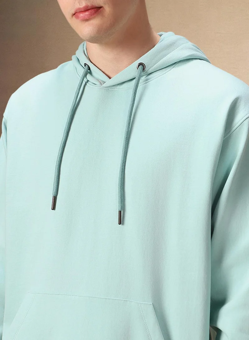 Dennis Lingo Men's Light Blue Polyester Blend Solid Regular Fit Sweatshirt
