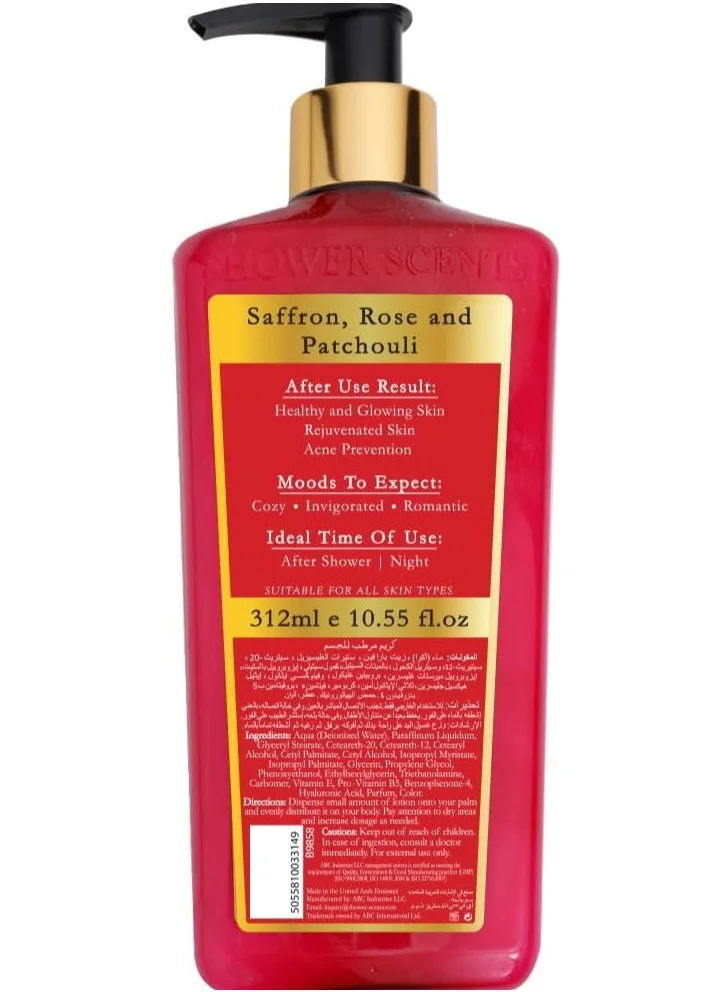 Shower Scents Shower Scents Saffron Rose Paraben-Free Moisturizing Body Lotion with Hyaluronic Acid, Pro-Vitamin B5, Vitamin E and UV Protection 312ml