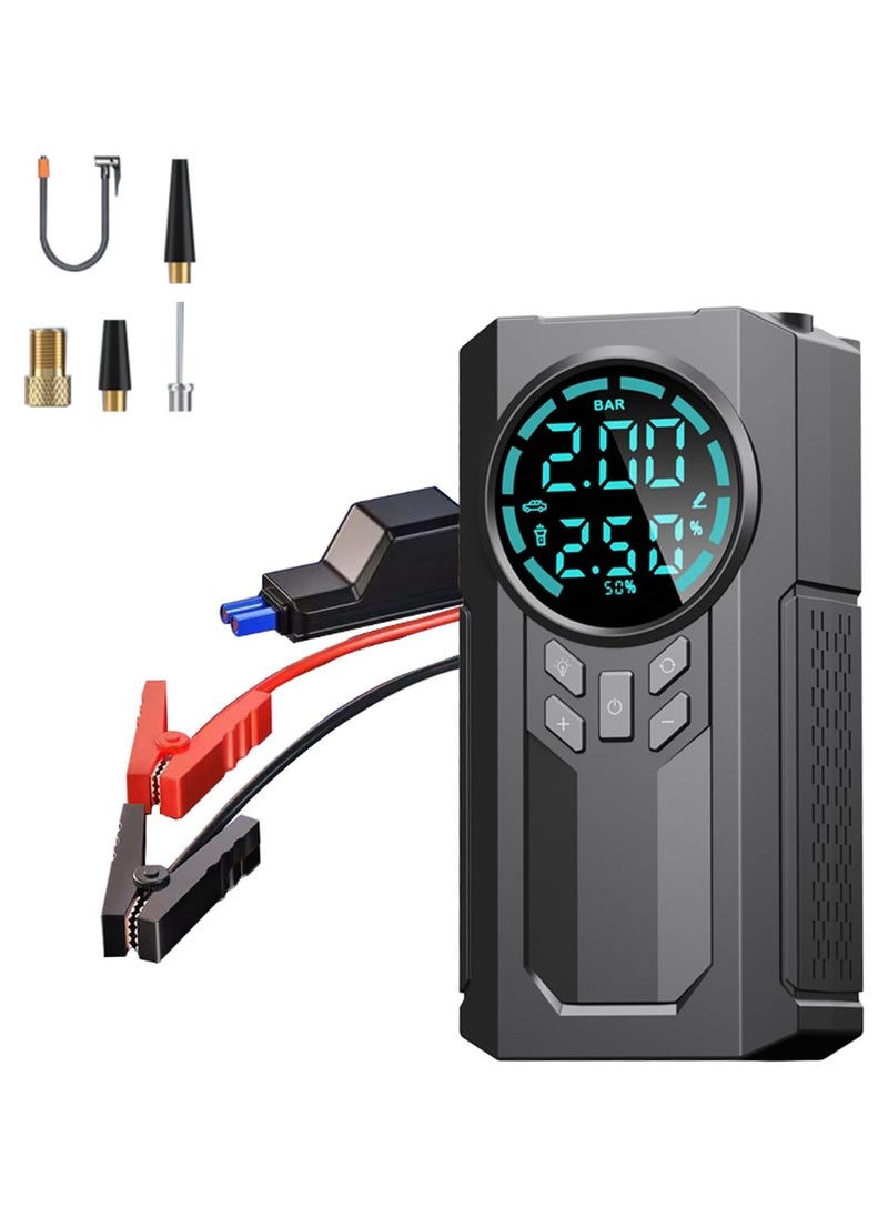 Generic Portable Car Jump Starter with Air Compressor, 120PSI 1000A Car Battery Jump Starter, 12V Battery Pack with Type-C Charge, for 6.0L Gasoline and 3.0L Diesel Engines, 4 in 1  - Image 1