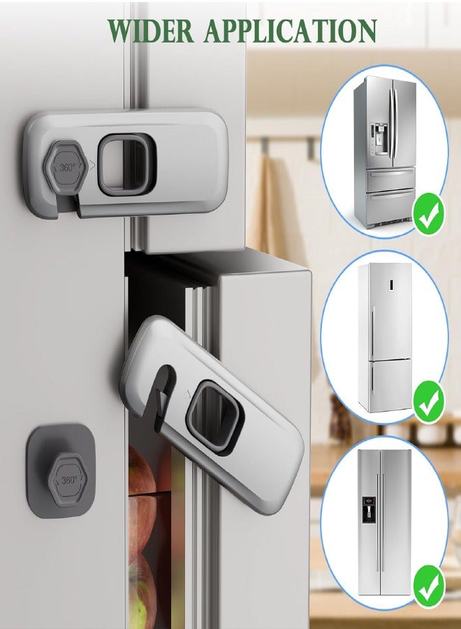 5 Pack Child Proof Refrigerator Lock, Baby Proofing Cabinet Locks, oven lock child safety, fridge lock, for Fridge, Drawers, Dishwasher, Oven, Cupboard, Closet, Adhesive, No Tools Need(Grey) - Image 4