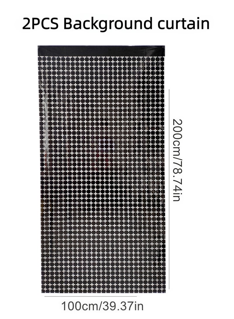 Balloon World 2-Piece Black Foil Backdrop, 2m Length 2m Width Glitter Foil Backdrop for Wedding Birthday Baby Shower Party Decoration - Image 5