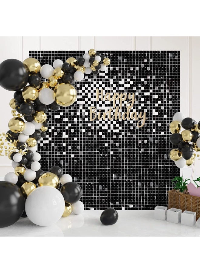 Balloon World 2-Piece Black Foil Backdrop, 2m Length 2m Width Glitter Foil Backdrop for Wedding Birthday Baby Shower Party Decoration - Image 2