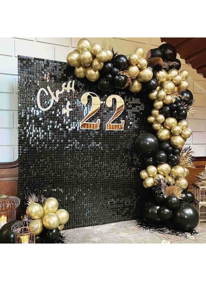 Balloon World 2-Piece Black Foil Backdrop, 2m Length 2m Width Glitter Foil Backdrop for Wedding Birthday Baby Shower Party Decoration - Image 4