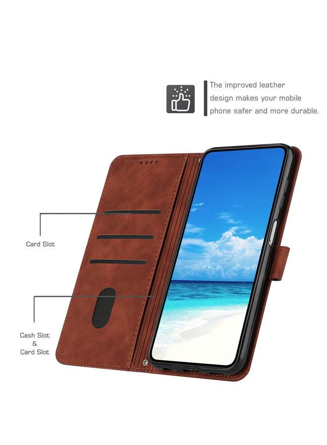 S-TOP Case For OPPO A96 Skin Feel Heart Pattern Leather Phone Case with Lanyard - Image 5