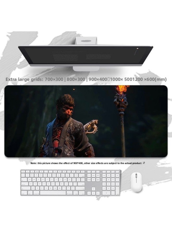 Black Myth Wukong Mouse Pad Soul Game Animation Surrounding Thickable Wrist Guard Keyboard Mouse Table Pad-Color:900x400mm-4mm-Pattern:Wukong-2 Thickened Seam