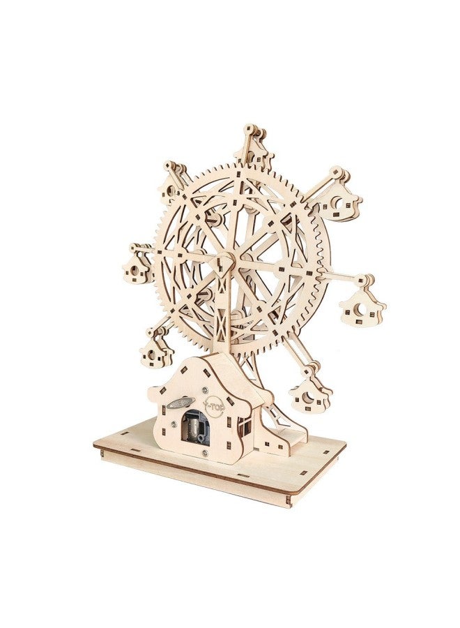 Rotating Ferris Wheel Music Box Handmade DIY Assembled Toys Creative Dynamic Music Box Wooden 3D Puzzle-Color:Rotating Ferris Wheel Dynamic Music Box - Image 1