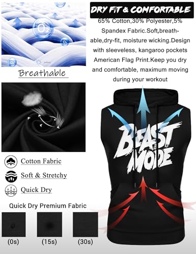 Amussiar Mens Tank Tops Workout Sleeveless Hoodies Bodybuilding Muscle Cut Off Shirts Workout Gym Clothes - Image 5